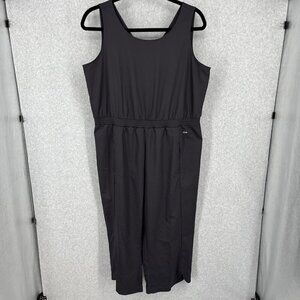 Zuda Womens Wide Leg Athletic Jumpsuit Size XL Black Pockets Lightweight Stretch